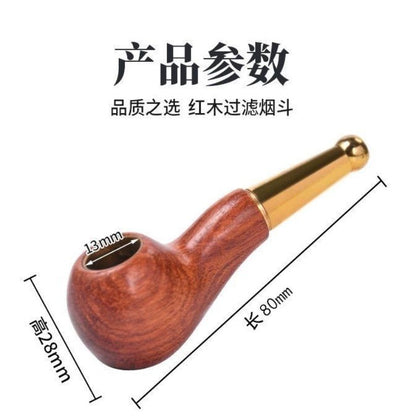 Red Sandalwood Pipe 3.07in Mini Portable Wooden Smoking Pipe with Filter Men