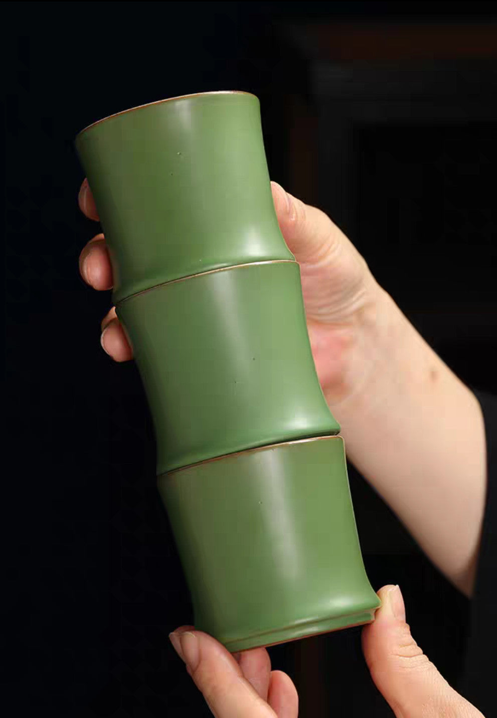 Ceramic Bamboo Knot Kung Fu Tea Set Tea Cup Creative Imitation Green Bamboo