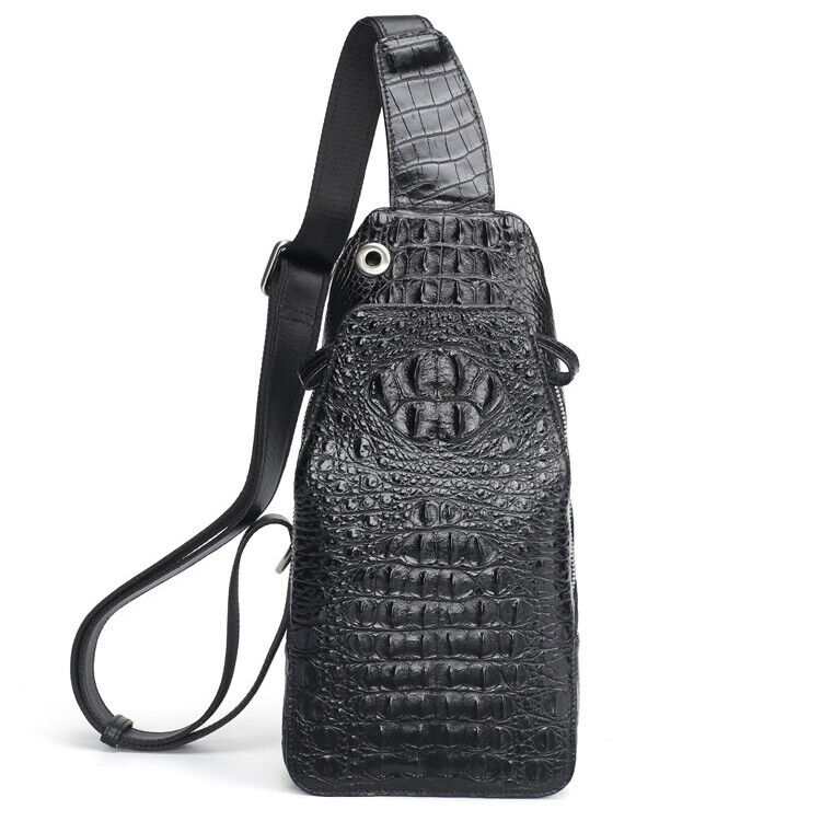 Handcrafted Nile Crocodile Skin Leather Mens Luxury Crossbody bag Sling Backpack