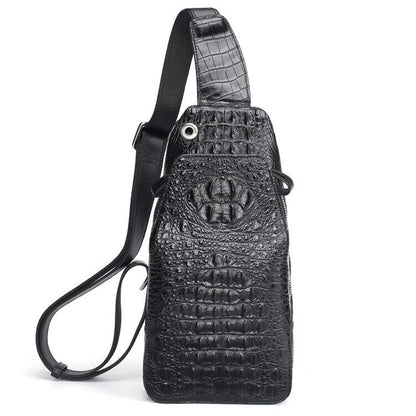Handcrafted Nile Crocodile Skin Leather Mens Luxury Crossbody bag Sling Backpack