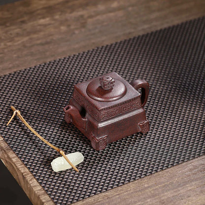 200cc Yixing teapot ancient copper clay square tripod teapot teapot tea set