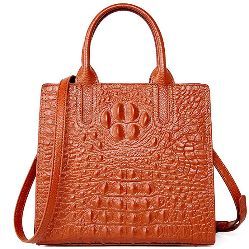 100% Genuine Leather Womens Crocodile Elegant Handbag Evening Party Shoulder Bag
