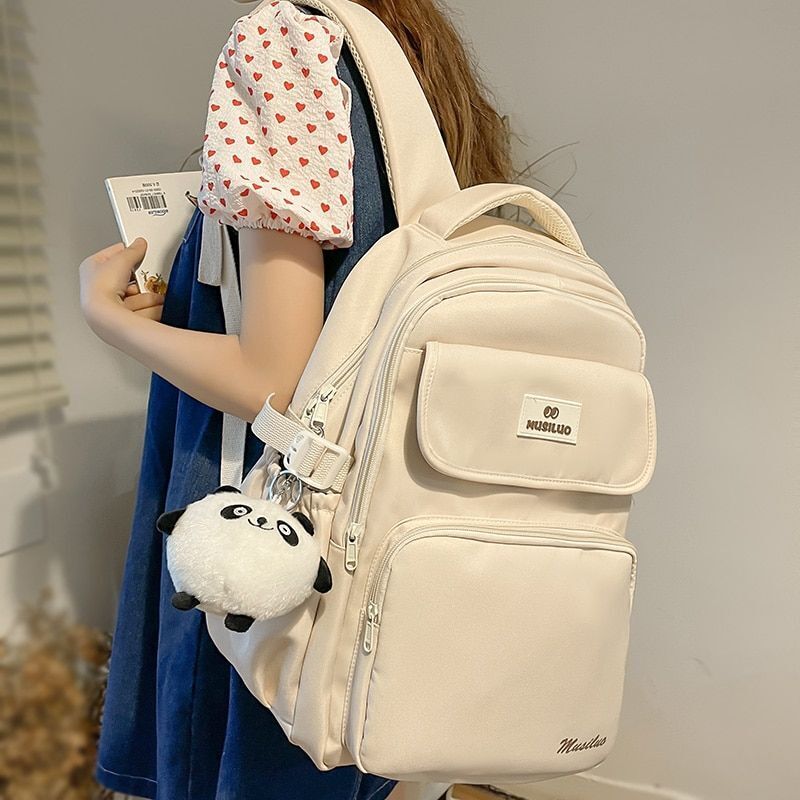 Pink Green Student Backpacks Laptop College Backpack Nylon Book Bags 31*17*43 CM
