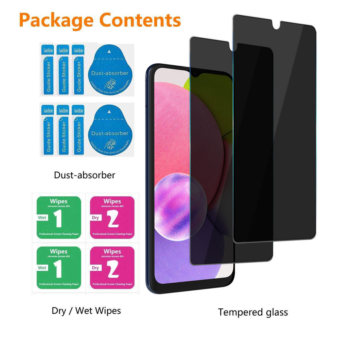 For Samsung Galaxy A03s / SM-A037F Privacy Tempered Glass Black Screen Protector