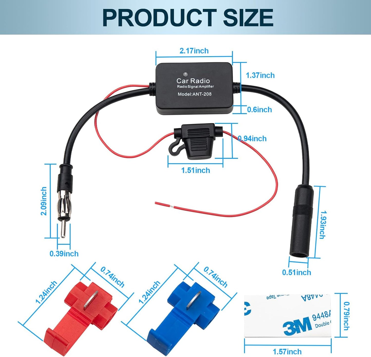 Car Auto Stereo FM & AM Radio Signal Antenna Aerial Signal Amp Amplifier Booster