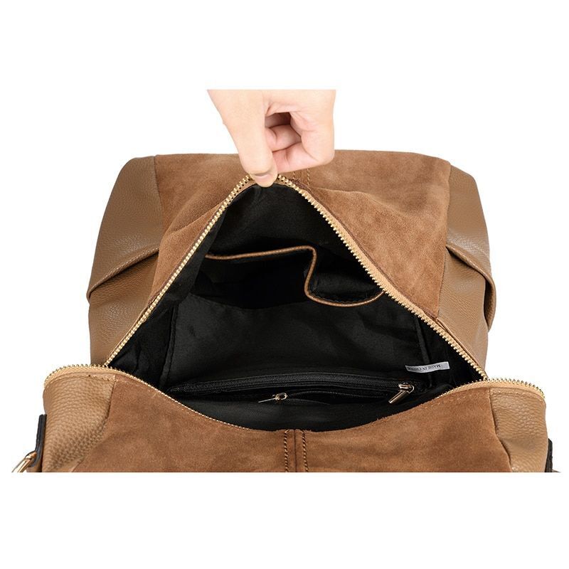 Vintage Backpack Nubuck Synthetic Leather School Large Shoulder Bags Polyester