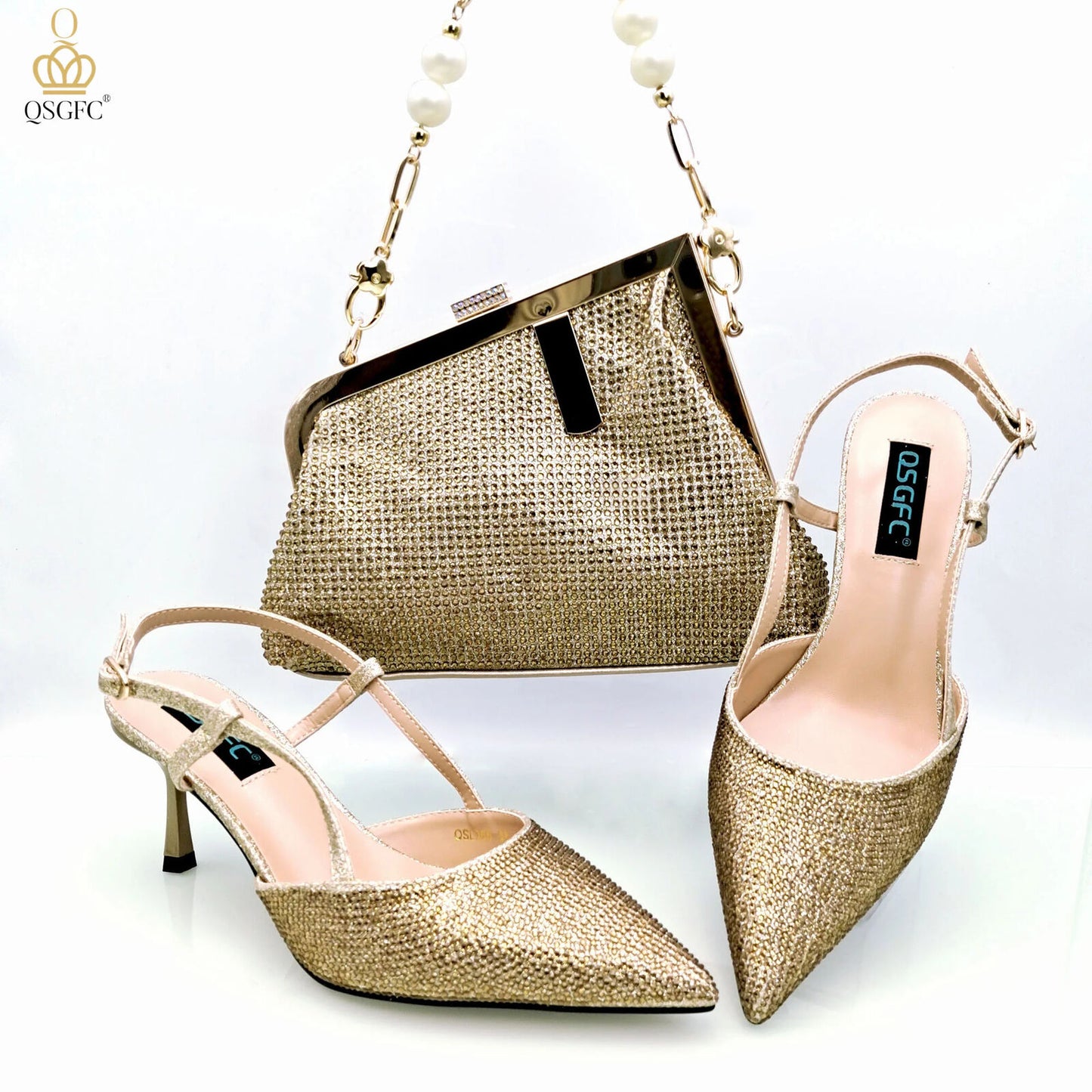 Wine Fashion Bag Shoulder Bag and Strap High Heels Commuter Shoes and Bag