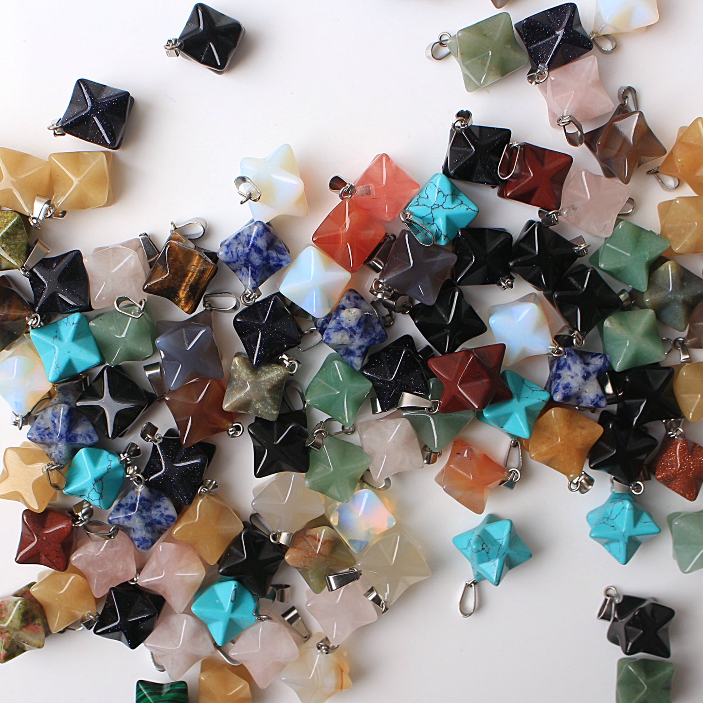 Wholesale Price! 50pcs Mixed Colour Merkaba Crystals Pendant Reiki Healing