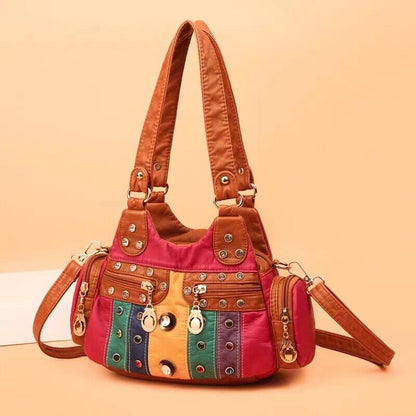 Vintage PU Leather Women Handbag Soft Crossbody Shoulder Bag Tote Double Handles