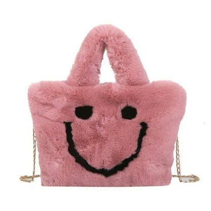 Women Handbag Buckle Shoulder Bag Cute Soft Ladies Faux Fur Bag Party Little 1PC