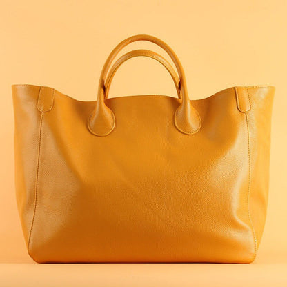 Oversized Tote Bag Genuine Leather Handbag Purse Brown Large Shopper Bag Travel