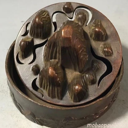 New Vintage Chinese Landscape Incense Burner Bronze/Brass Candle Burner Holder