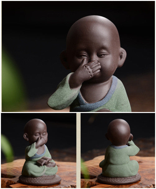 Chinese Handmade Tea Pet Statue Historical Figurine Monk Tea Play Yixing Zisha