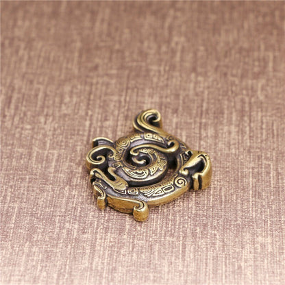 Pure Brass Beast Dragon Incense Holder Animal Figure Miniature Tea Pet Ornament