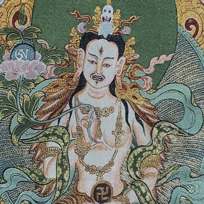 35" Embroidery Tibetan Buddhism Three-eyed Vajra Buddha Thangka Worship buddha