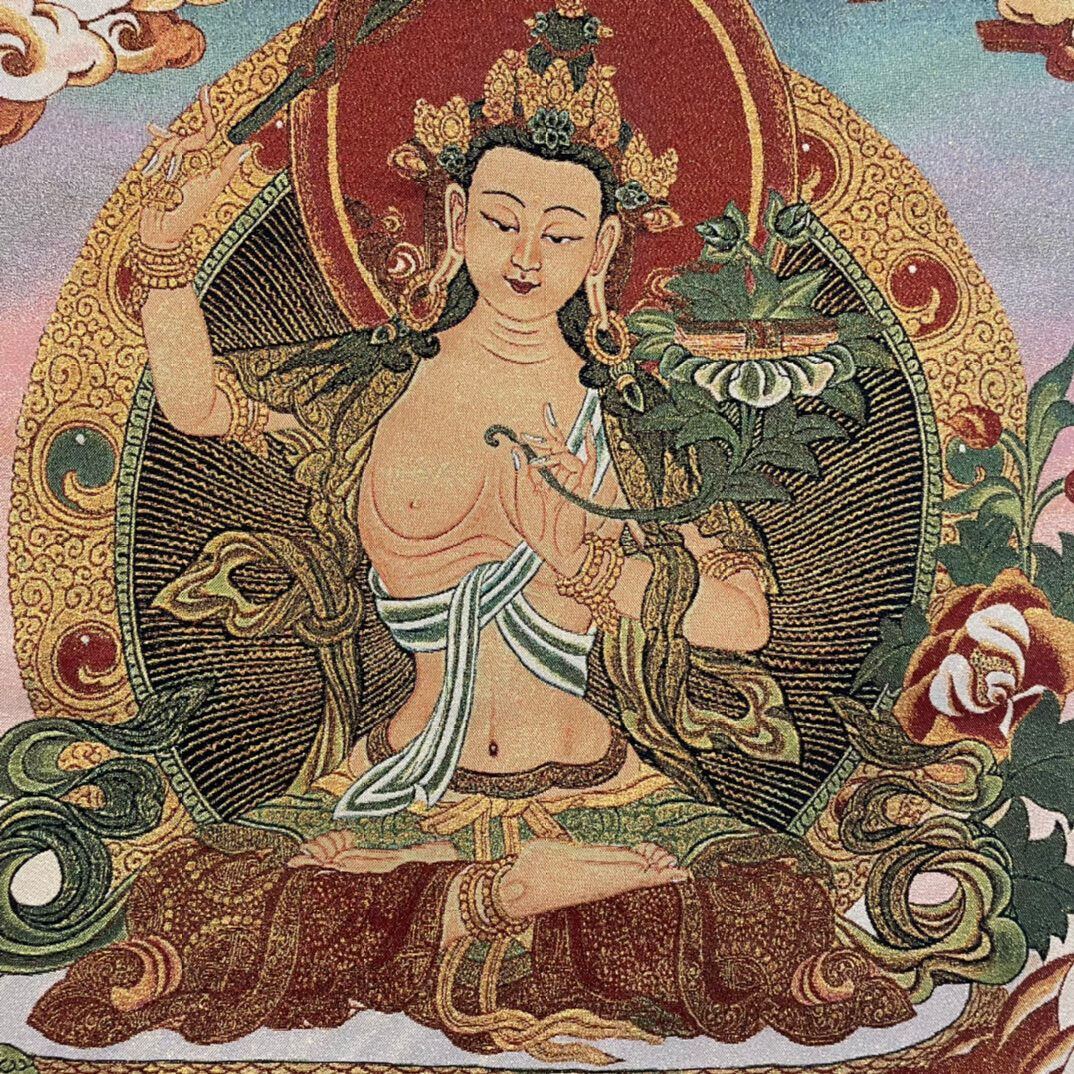 Ancient Tangka Embroidery Guanyin Bodhisattva in Tibet, China 60*90CM（文殊菩萨）