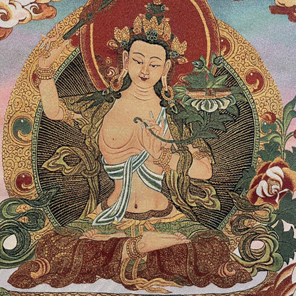 Ancient Tangka Embroidery Guanyin Bodhisattva in Tibet, China 60*90CM（文殊菩萨）