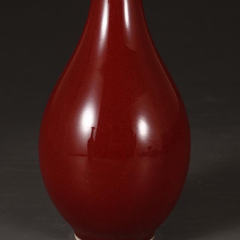 6.9" Chinese Porcelain Ji Red Glaze Dolichoderus Garlic Vase