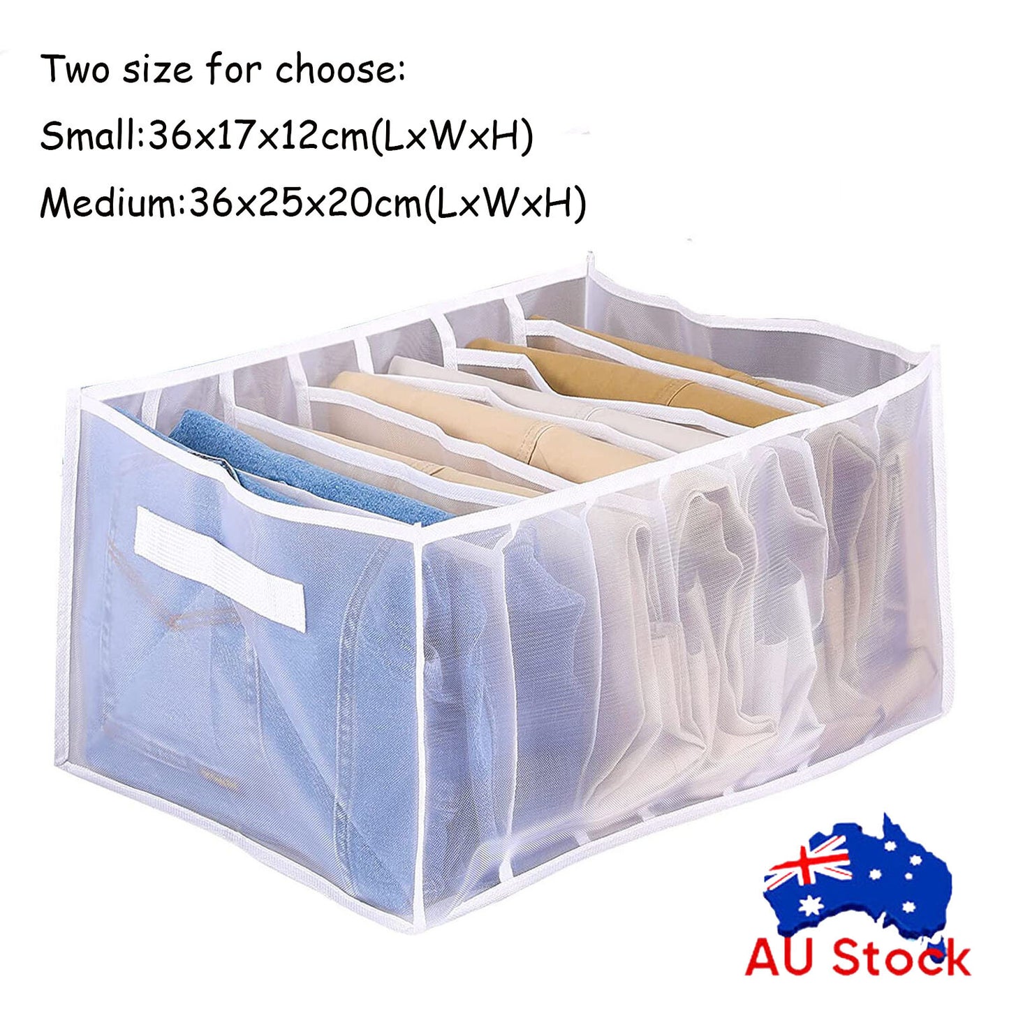 7 Grid Wardrobe Clothes Organizer Breathable Mesh Closet Shelf Organizers Handle