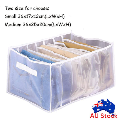 7 Grid Wardrobe Clothes Organizer Breathable Mesh Closet Shelf Organizers Handle