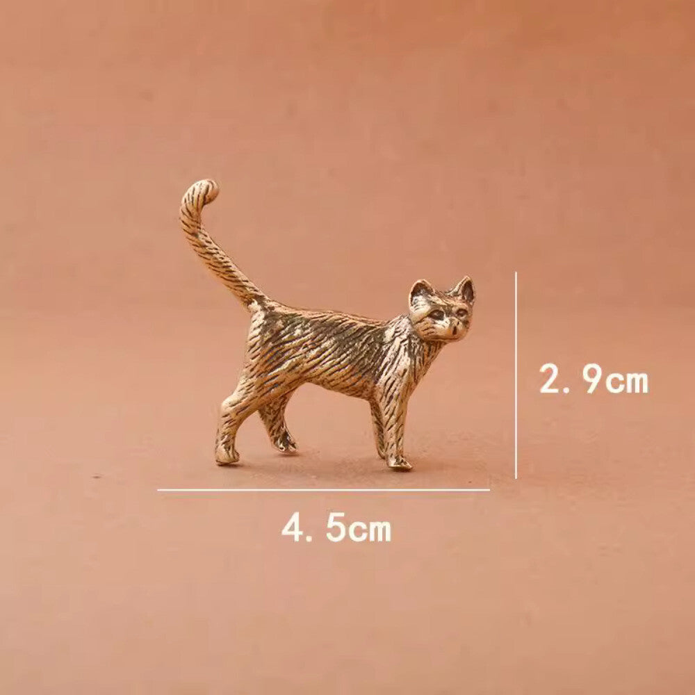 Solid Brass Kitten Cute Copper Cat Retro Copper Cat Tea Pet Animal Ornament