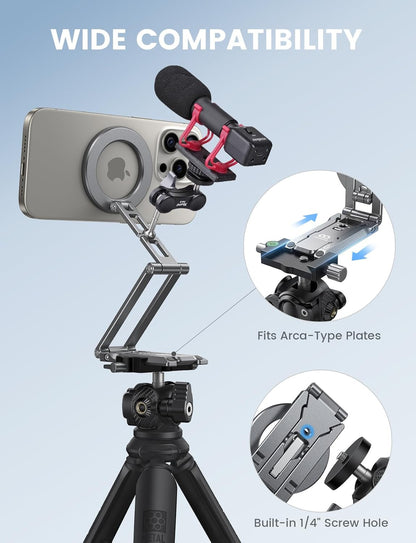 for Magsafe Tripod Stand - [Ultra-Compact] Aluminium Magnetic Phone Tripod for I