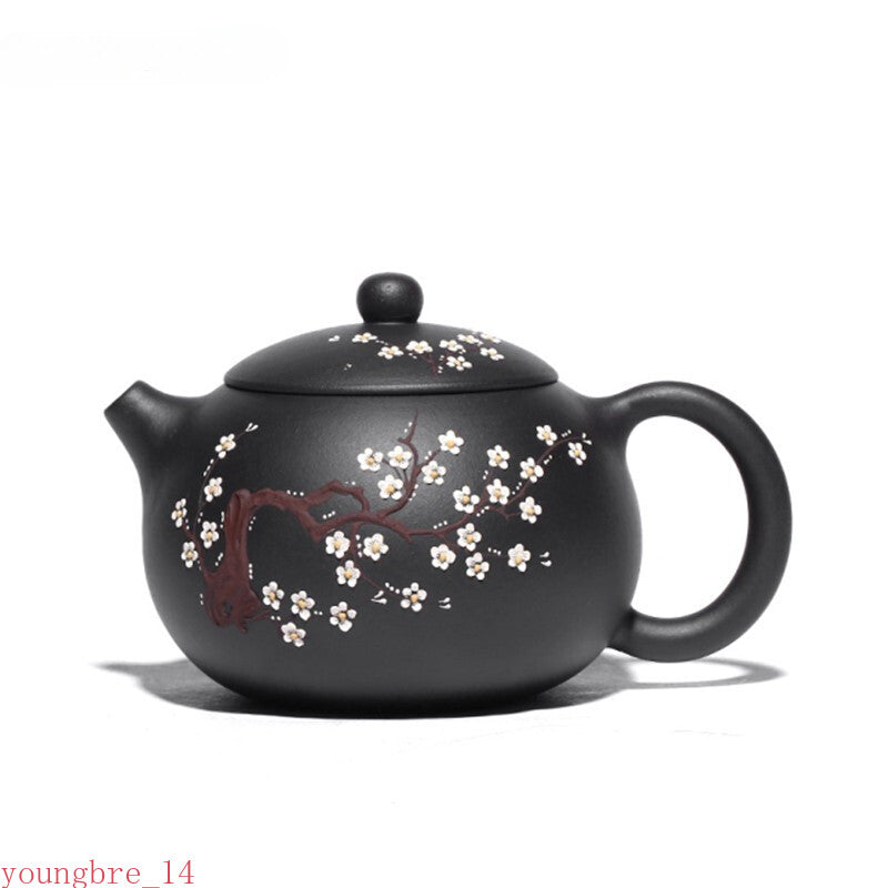 Yixing Purple Clay Raw Ore Black Mud Xishi Tea Pot Zisha Plum Bossom Tea Kettle