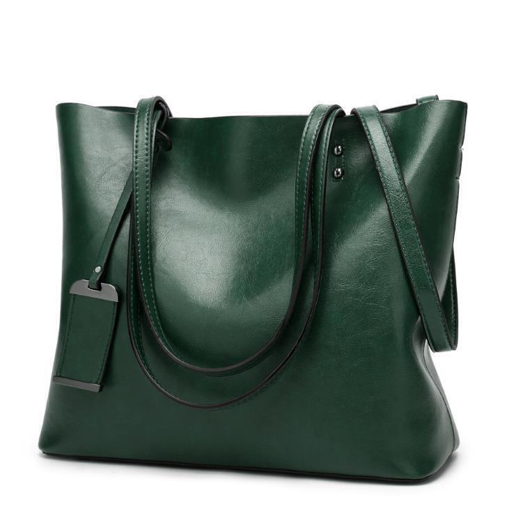 Leather Bucket Bag Double Strap Handbag Shoulder Bags Women Shopping