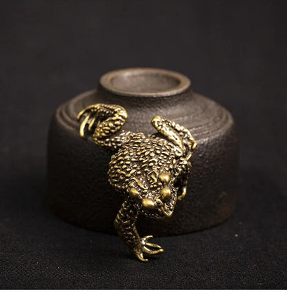 Solid Copper Gold Toad Tea Ceremony Small Ornaments Tea Pet Zhaocai Pendant