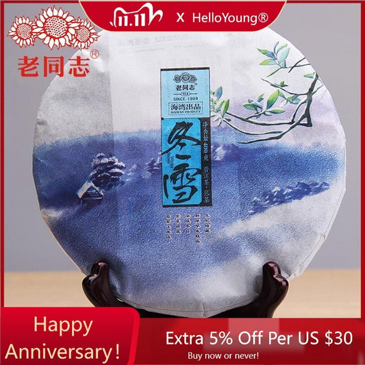 "Winter" Dong Xue Pu Erh Tea Pressed Tea Authentic Haiwan Cake 400g-