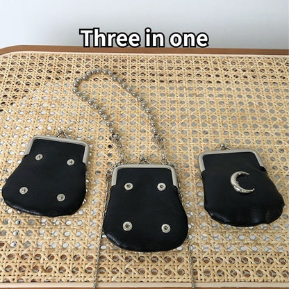 Synthetic Leather Moon Shape Shoulder Bag Shell Retro Design Mini Purse 9*10*4CM