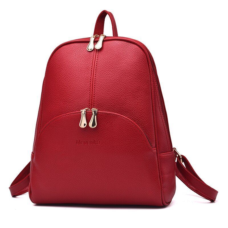 Large Backpack School Bags Travel Red White High Quality Leather Bags Gray Pink