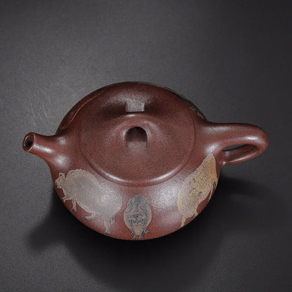 Chinese Yixing Zisha Clay Handmade Exquisite Teapot （五牛石瓢 底款：高永伟）