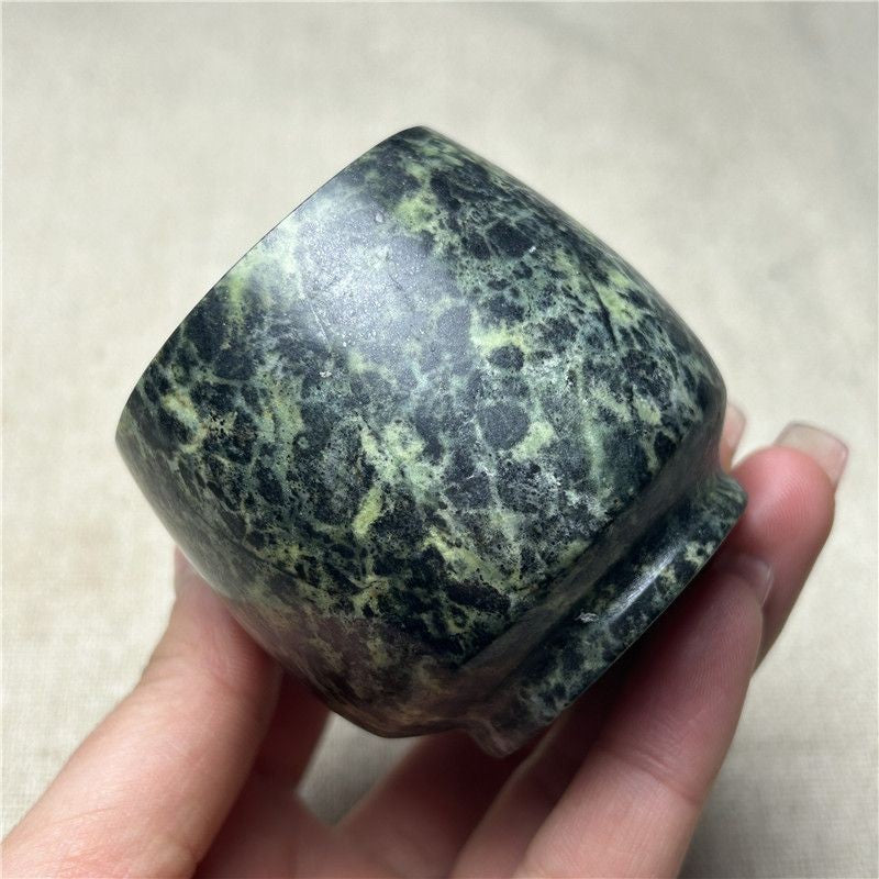 Natural Tibetan Medicinal Stone Jade Cup Strong Magnetic Handmade Drinking Cup