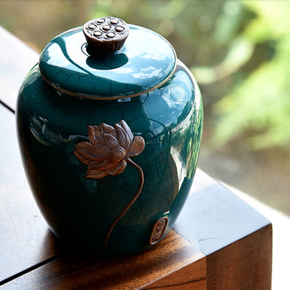 Exquisite Chinese Ceramic Tea Caddy Tea Canister Pot Sugar Coffee Bean Tea Jar