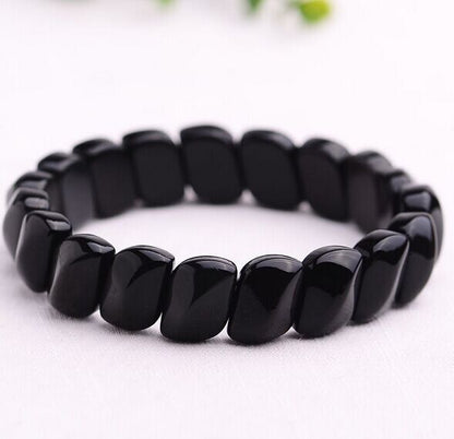 Nature Obsidian bracelet Black Needle Stone obsidian hand row women lady Grils