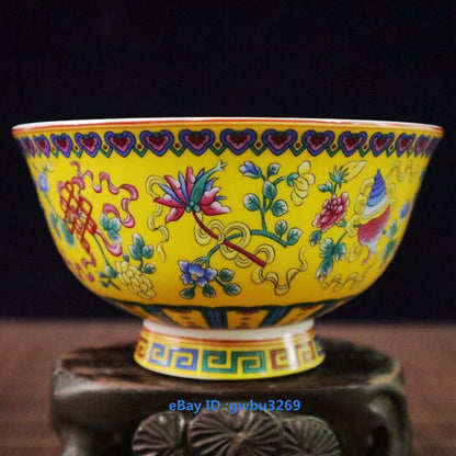 Vintage Chinese Porcelain Hand-painted Flower Bowl W Qianlong Mark