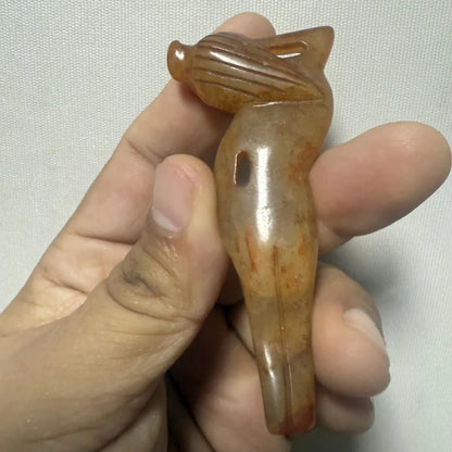 China Antique Old Hsiuyen Jade Collection Nude Maid Pendant Statue Gift Artware