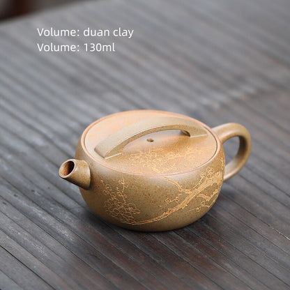 Full Handmade Tea Pot Hand Carved Real Yixing Zisha Clay Master Pot Big Mouth