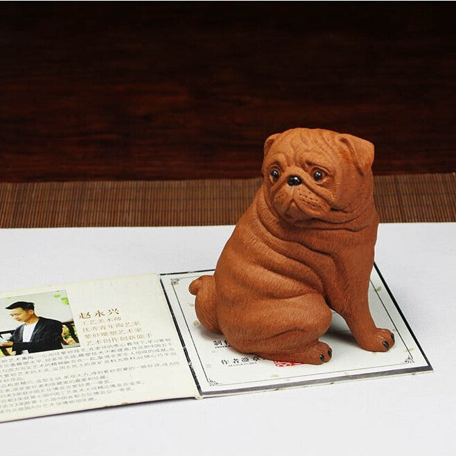 Yixing Zisha Pottery Handmade Tea Pet Dog Statue Home Garden Decoration Statue