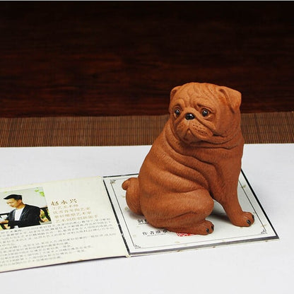 Yixing Zisha Pottery Handmade Tea Pet Dog Statue Home Garden Decoration Statue