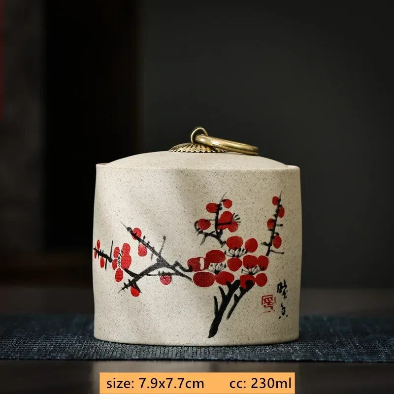 Portable Ceramic Tea Jar Container Sealed Jar Small Tea Box Mini Storage
