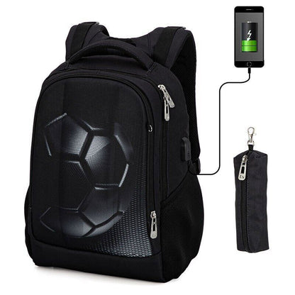 School Bag Boys 3D Football Backpacks Students USB Bagpack Teenagers Bookbag