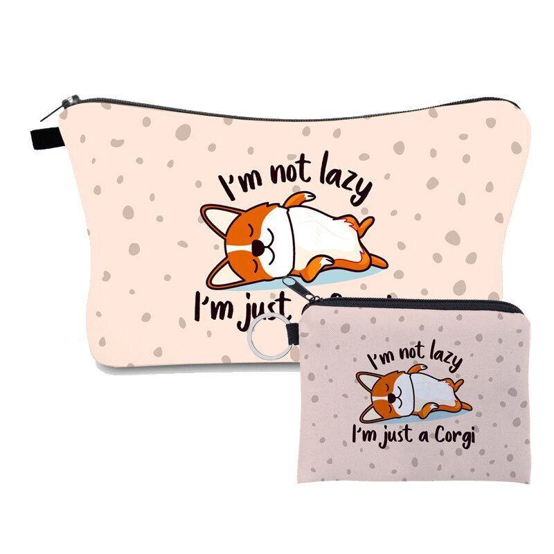 2 PCS Makeup Bag Animal Pattern Cosmetic Bag Set Women Combination Organizer Bag