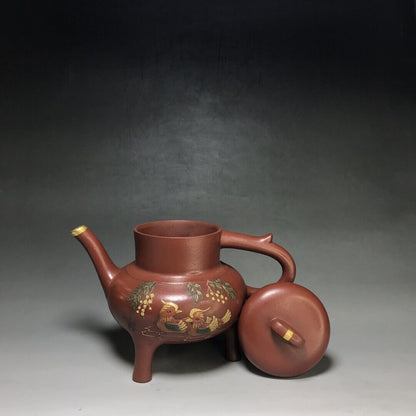 Chinese Yixing Zisha Clay Handmade Exquisite Teapot （三足 底款：大彬）