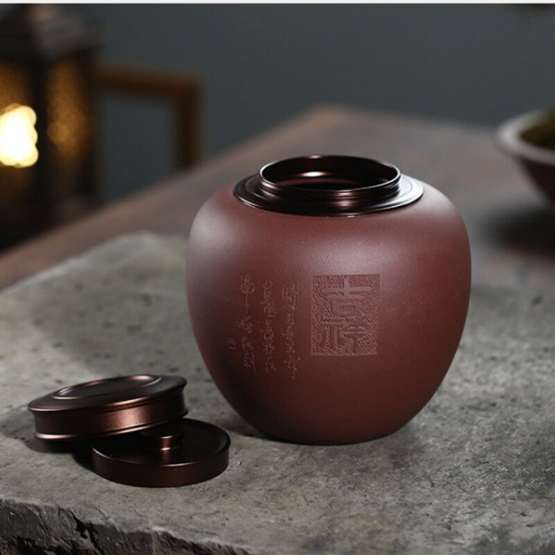 Sealed Tea Canister With Lid Chinese Yixing Zisha Purple Clay Awakening Tea Jar