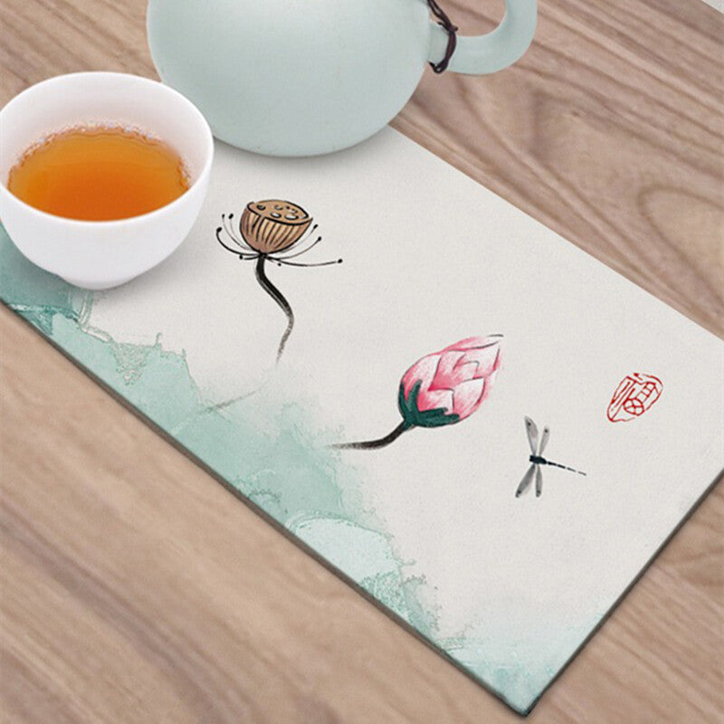 Velvet Fiber Tea Towel Water Absorbent Towel For Tea Set Pot Zen Style Lotus New