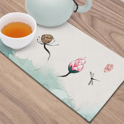 Velvet Fiber Tea Towel Water Absorbent Towel For Tea Set Pot Zen Style Lotus New