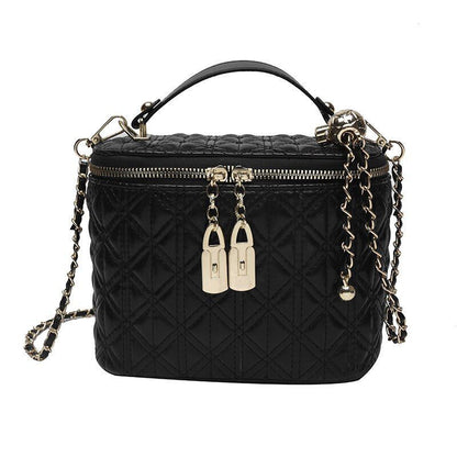 Bucket Shape Synthetic Leather Crossbody Bag Short Handle Handbag Purse S/L Size
