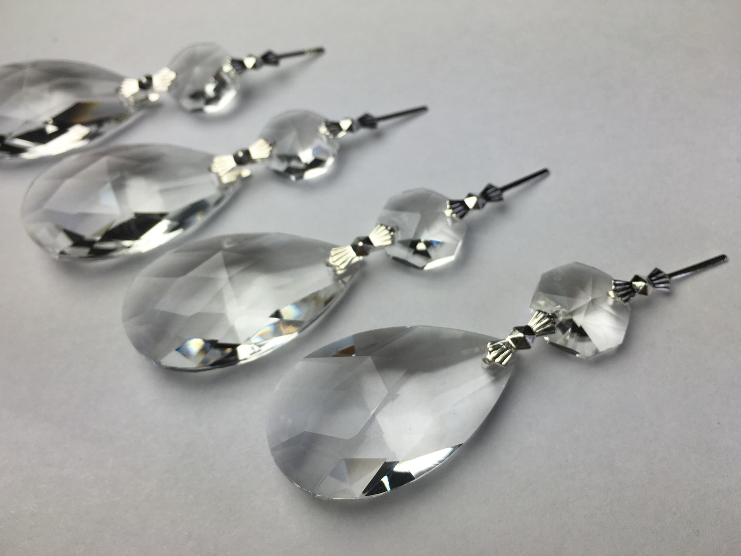 10Pcs Clear Crystal Teardrop Chandelier Prisms Pendant 38mm Lamp Lighting Part